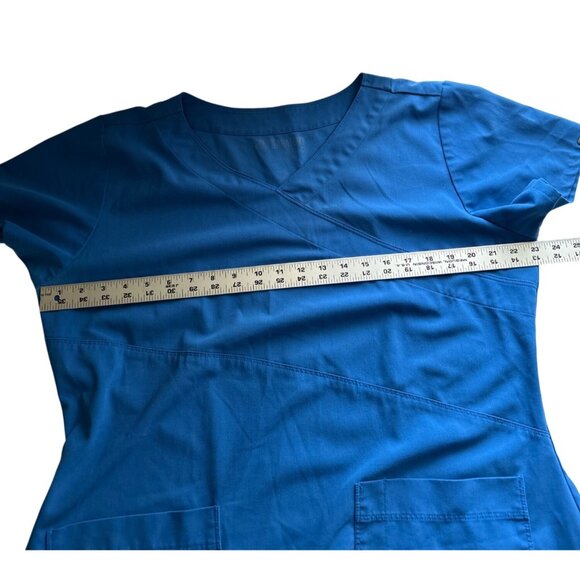 Greys Anatomy By Barco Blue Scrub Top XL V-Neck Short Sleeve With Pockets - Picture 6 of 9